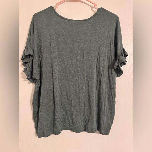 Loft Flutter Sleeve Top Green Size XS - Picture 2 of 5